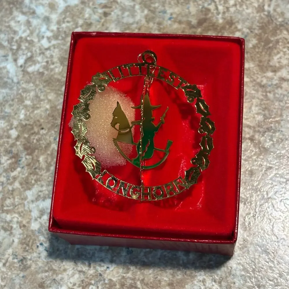 Camerlane Littlest Longhorn Western 24K Gold Finish Christmas Ornament New